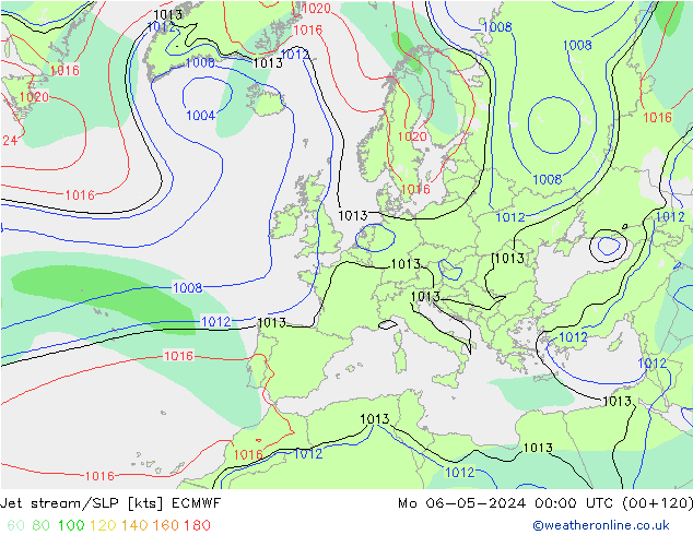Prąd strumieniowy ECMWF pon. 06.05.2024 00 UTC
