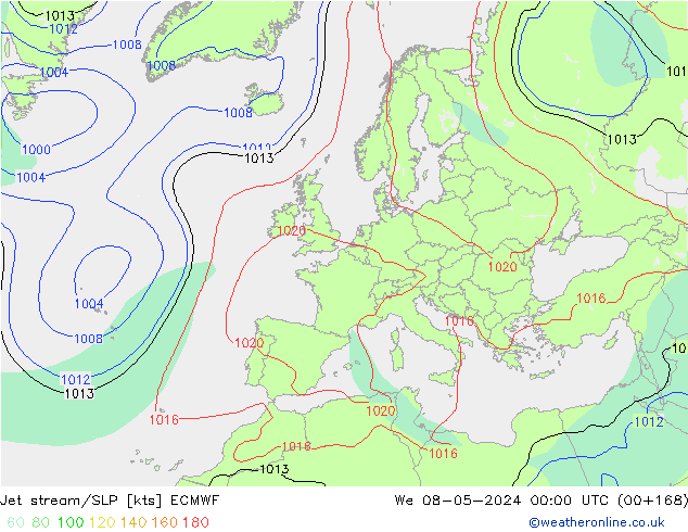 джет/приземное давление ECMWF ср 08.05.2024 00 UTC