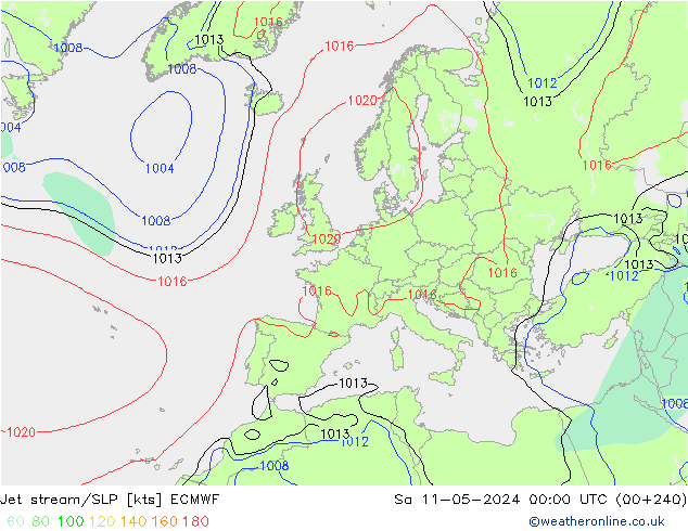Prąd strumieniowy ECMWF so. 11.05.2024 00 UTC