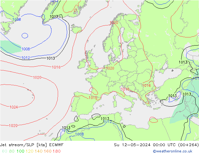 高速氣流/地面气压 ECMWF 星期日 12.05.2024 00 UTC