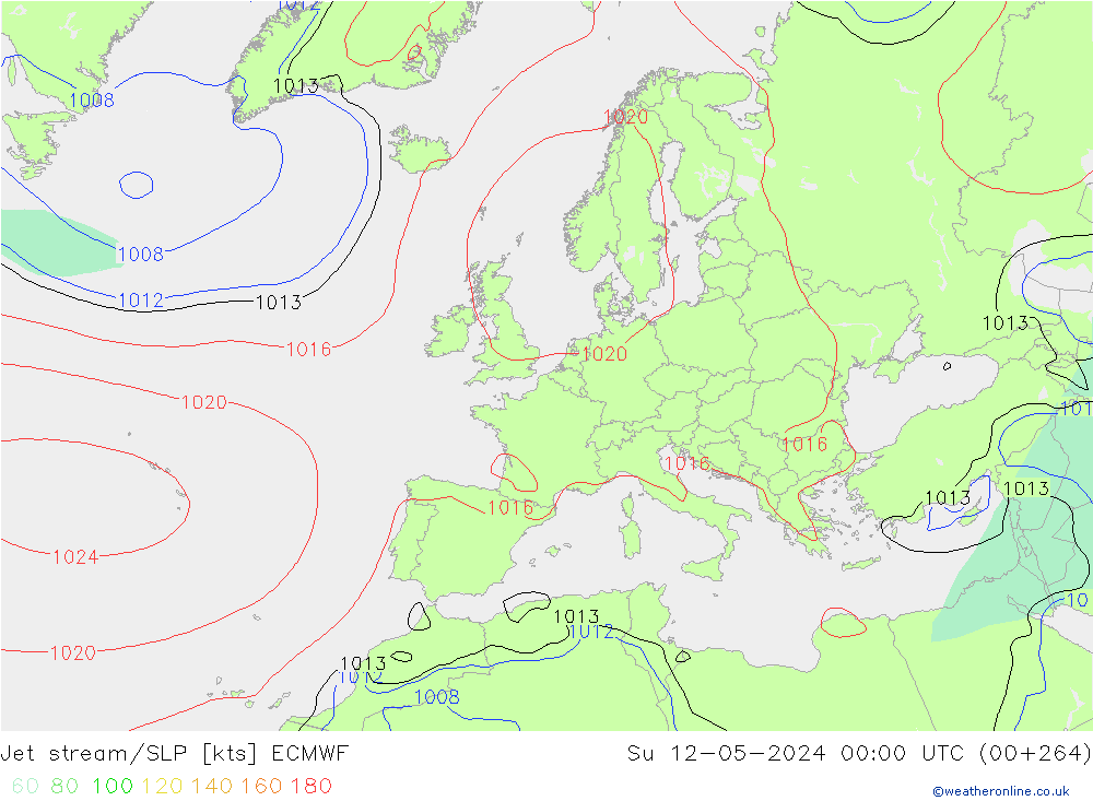 Straalstroom/SLP ECMWF zo 12.05.2024 00 UTC