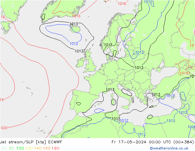 高速氣流/地面气压 ECMWF 星期五 17.05.2024 00 UTC