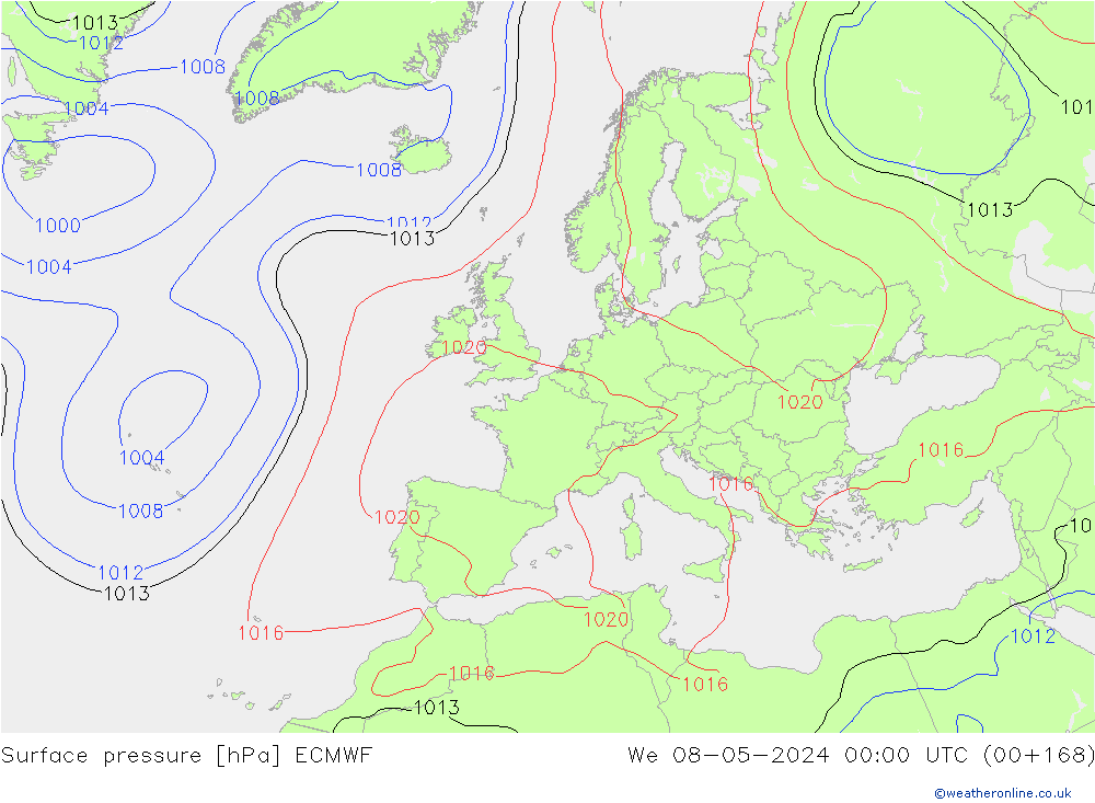 Luchtdruk (Grond) ECMWF wo 08.05.2024 00 UTC