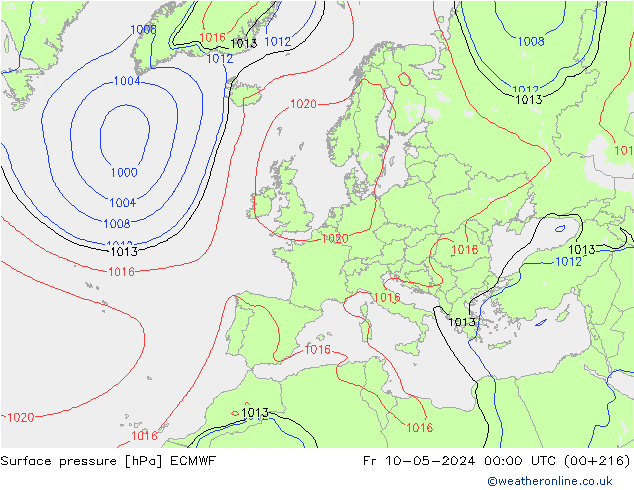 pression de l'air ECMWF ven 10.05.2024 00 UTC