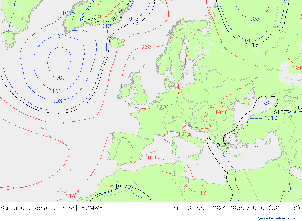 pression de l'air ECMWF ven 10.05.2024 00 UTC