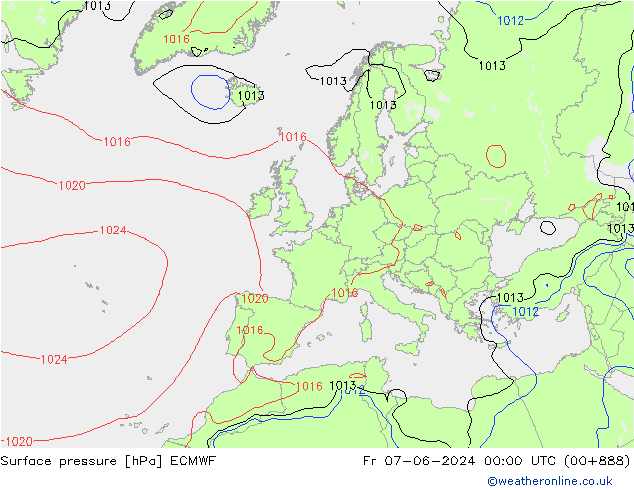 pression de l'air ECMWF ven 07.06.2024 00 UTC