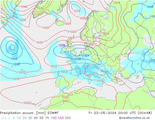 Totale neerslag ECMWF vr 03.05.2024 00 UTC