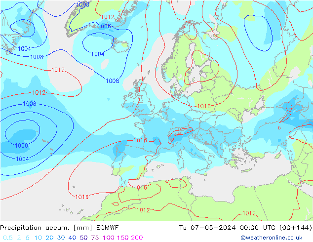 Toplam Yağış ECMWF Sa 07.05.2024 00 UTC