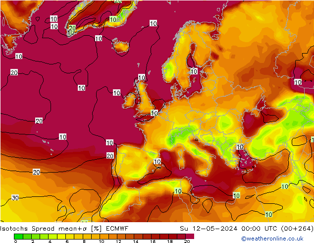 Isotachs Spread ECMWF Вс 12.05.2024 00 UTC