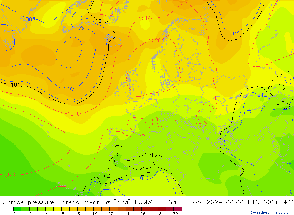 Bodendruck Spread ECMWF Sa 11.05.2024 00 UTC