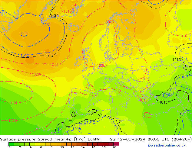 Bodendruck Spread ECMWF So 12.05.2024 00 UTC