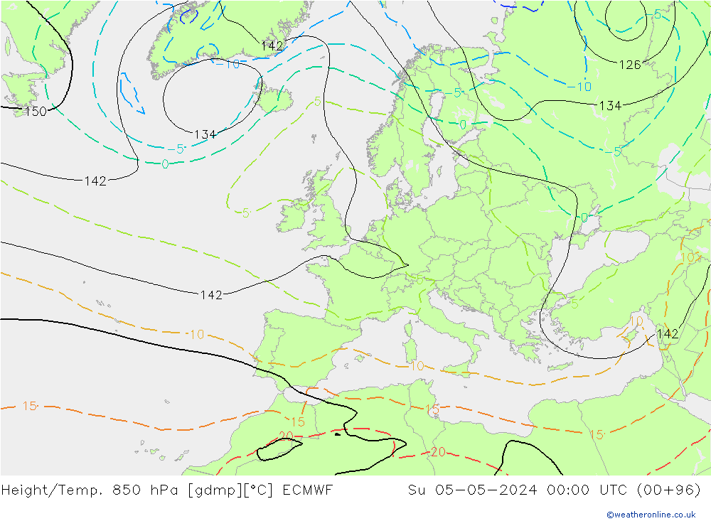 Hoogte/Temp. 850 hPa ECMWF zo 05.05.2024 00 UTC