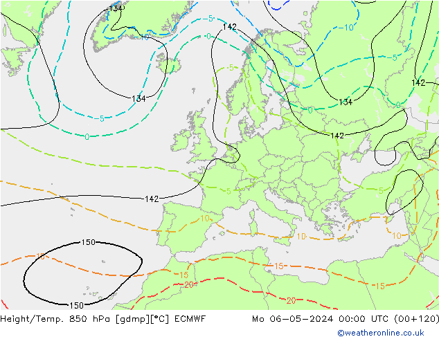 Yükseklik/Sıc. 850 hPa ECMWF Pzt 06.05.2024 00 UTC