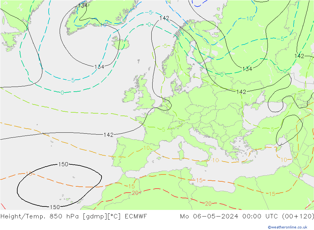 Yükseklik/Sıc. 850 hPa ECMWF Pzt 06.05.2024 00 UTC