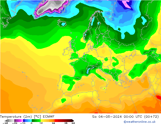 température (2m) ECMWF sam 04.05.2024 00 UTC