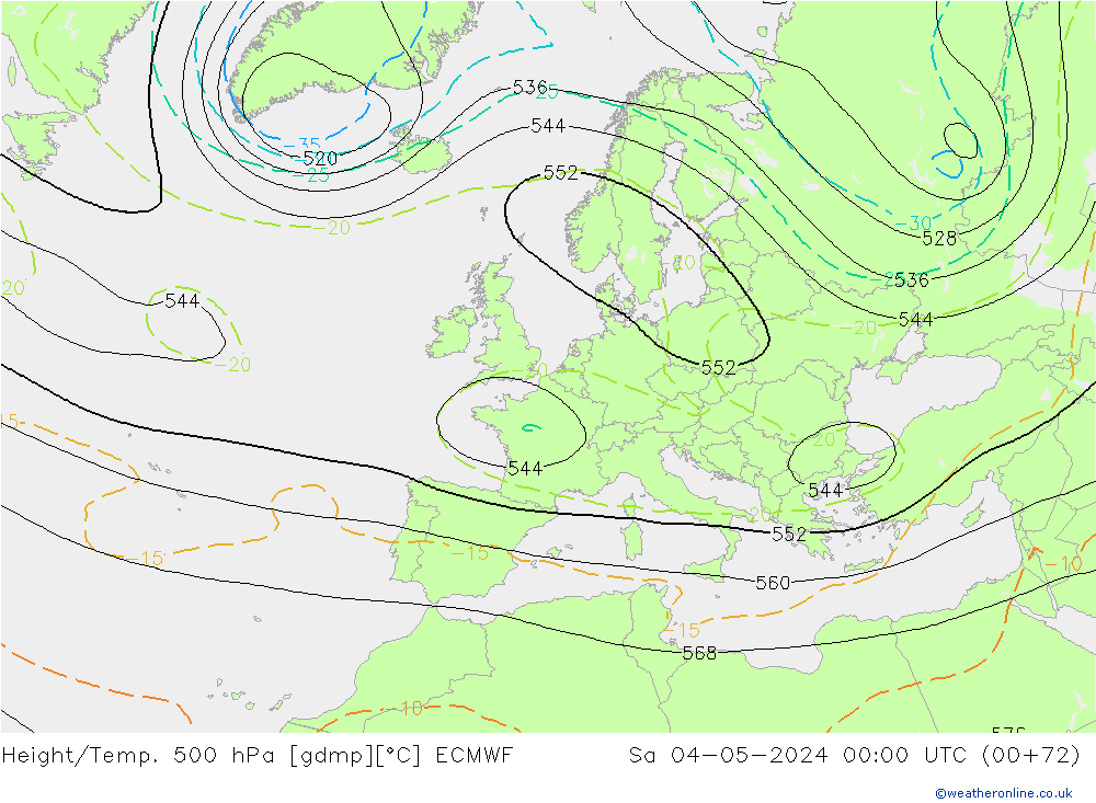 Height/Temp. 500 гПа ECMWF сб 04.05.2024 00 UTC