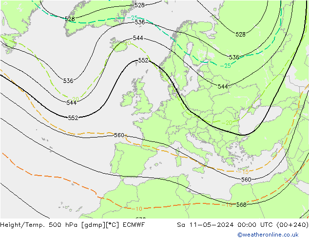 Géop./Temp. 500 hPa ECMWF sam 11.05.2024 00 UTC