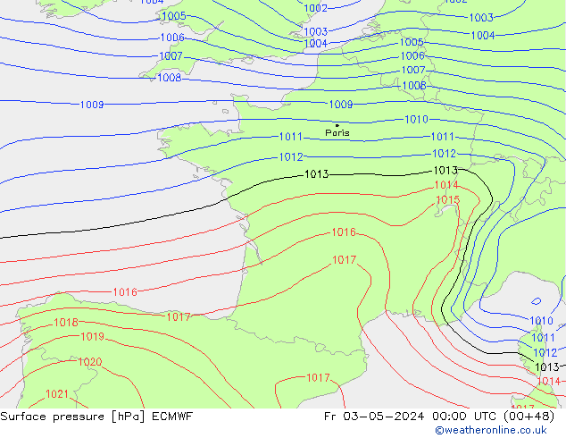 pressão do solo ECMWF Sex 03.05.2024 00 UTC