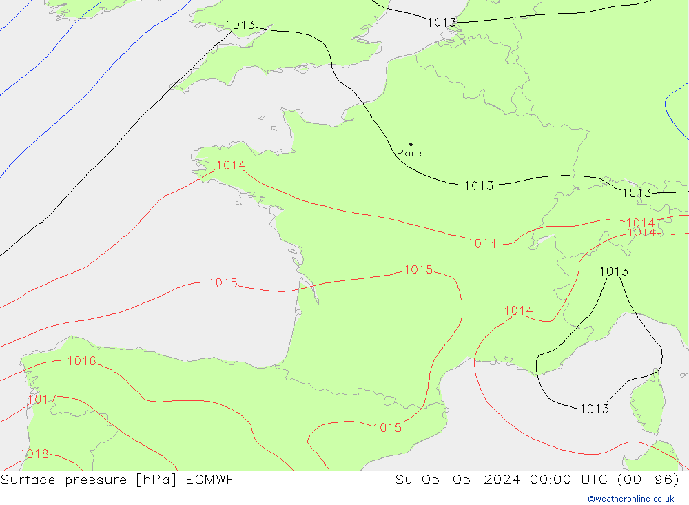 Yer basıncı ECMWF Paz 05.05.2024 00 UTC