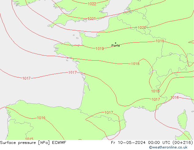 Yer basıncı ECMWF Cu 10.05.2024 00 UTC