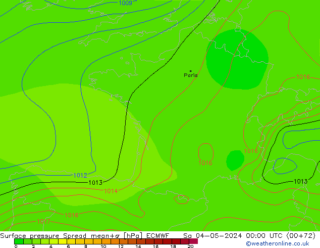 pressão do solo Spread ECMWF Sáb 04.05.2024 00 UTC