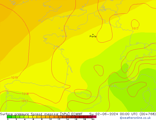 ciśnienie Spread ECMWF nie. 02.06.2024 00 UTC