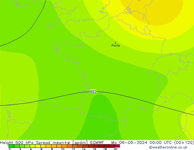 Height 500 hPa Spread ECMWF pon. 06.05.2024 00 UTC