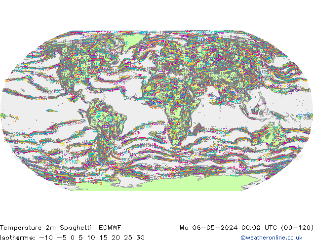 Temperatuurkaart Spaghetti ECMWF ma 06.05.2024 00 UTC