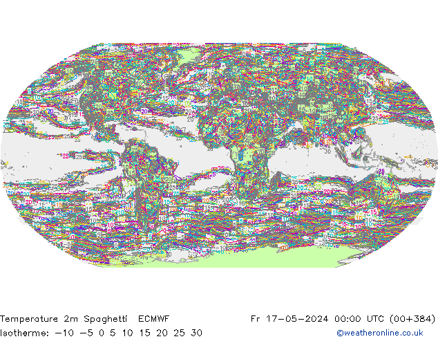 Temperatura 2m Spaghetti ECMWF Sex 17.05.2024 00 UTC