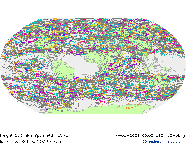 Height 500 hPa Spaghetti ECMWF Sex 17.05.2024 00 UTC