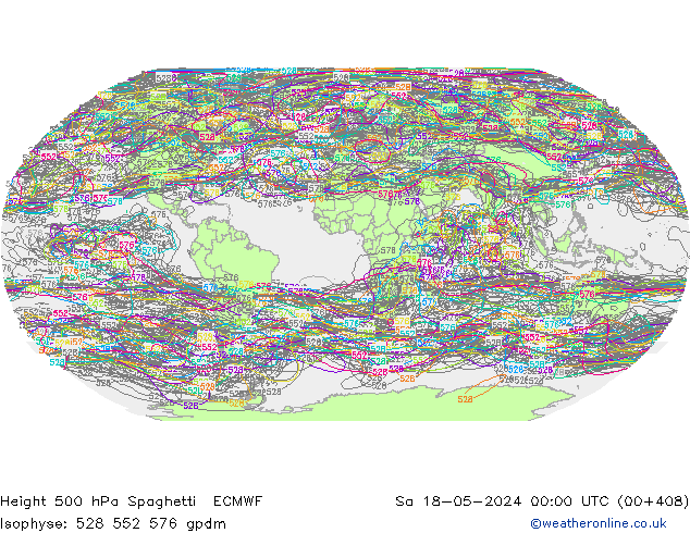 500 hPa Yüksekliği Spaghetti ECMWF Cts 18.05.2024 00 UTC