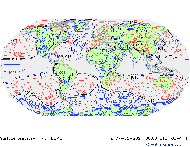 приземное давление ECMWF вт 07.05.2024 00 UTC