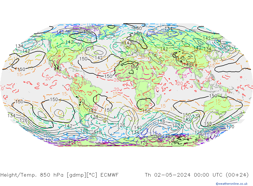Height/Temp. 850 гПа ECMWF чт 02.05.2024 00 UTC