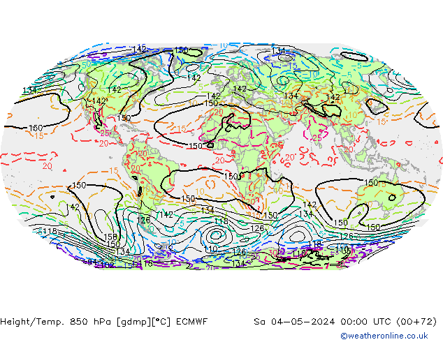 Height/Temp. 850 hPa ECMWF Sáb 04.05.2024 00 UTC