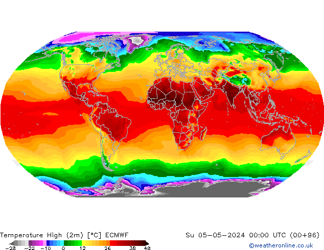 Temp. massima (2m) ECMWF dom 05.05.2024 00 UTC