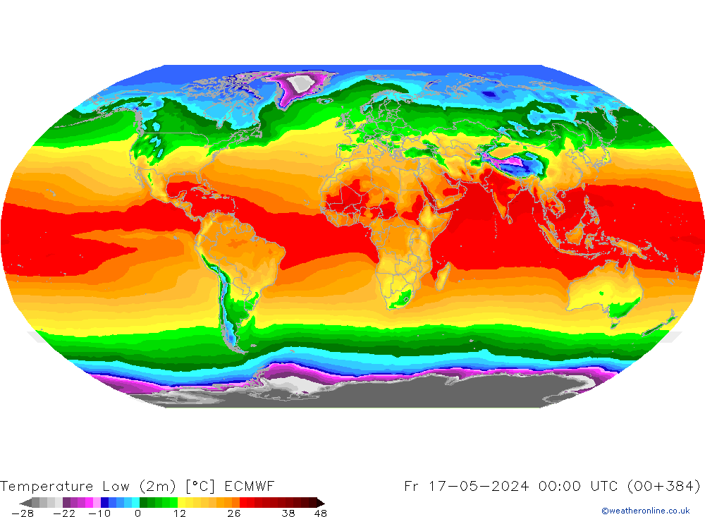 temperatura mín. (2m) ECMWF Sex 17.05.2024 00 UTC