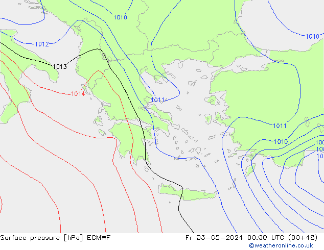Luchtdruk (Grond) ECMWF vr 03.05.2024 00 UTC