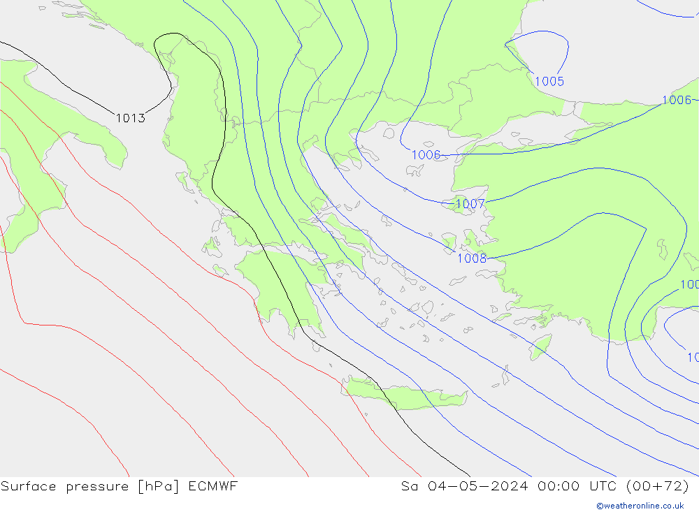 Surface pressure ECMWF Sa 04.05.2024 00 UTC