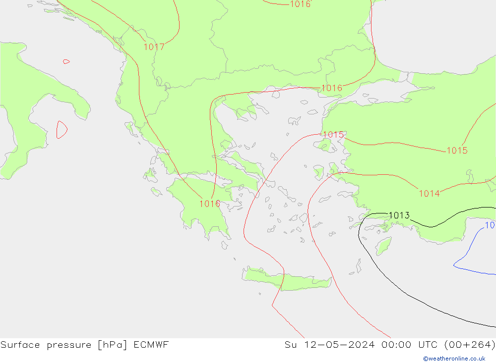 Presión superficial ECMWF dom 12.05.2024 00 UTC