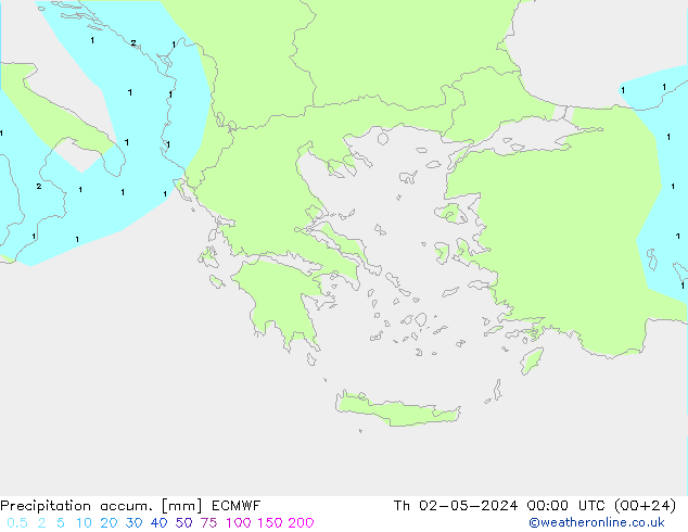 Precipitation accum. ECMWF Th 02.05.2024 00 UTC