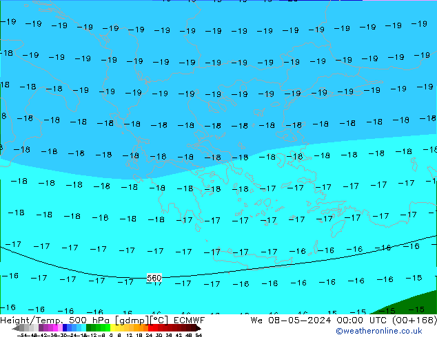 Hoogte/Temp. 500 hPa ECMWF wo 08.05.2024 00 UTC