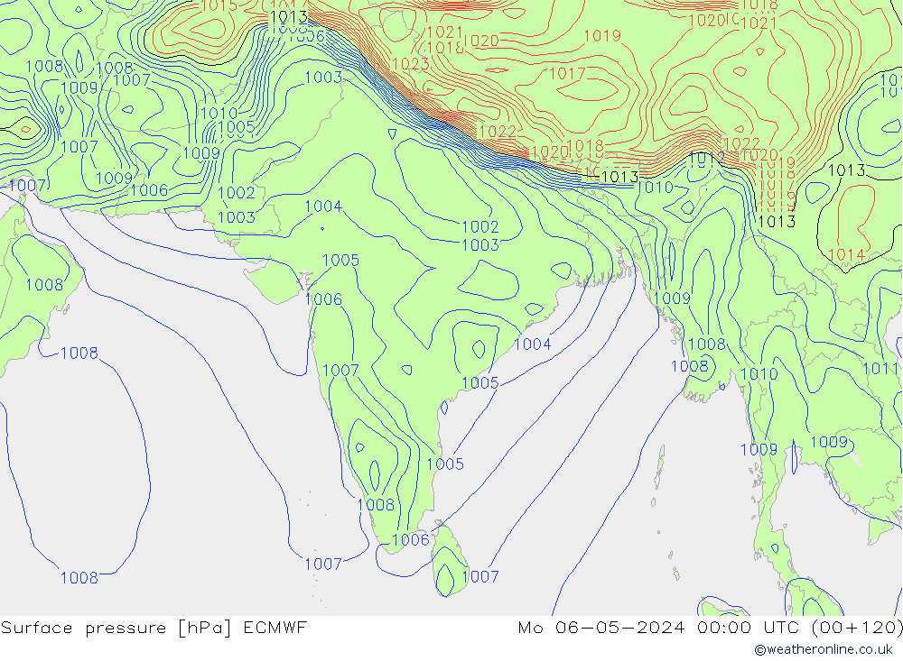 pressão do solo ECMWF Seg 06.05.2024 00 UTC