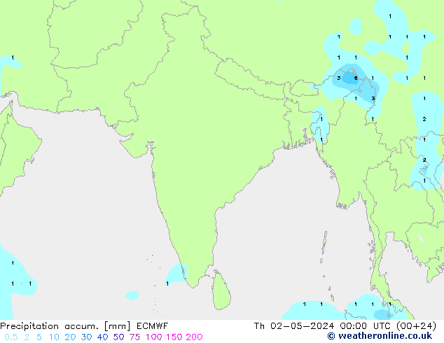 Precipitation accum. ECMWF чт 02.05.2024 00 UTC