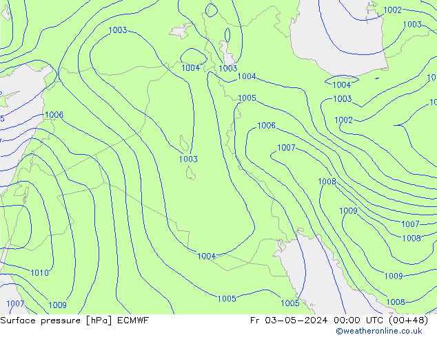 Pressione al suolo ECMWF ven 03.05.2024 00 UTC