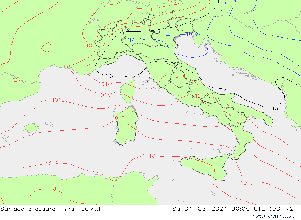 Luchtdruk (Grond) ECMWF za 04.05.2024 00 UTC