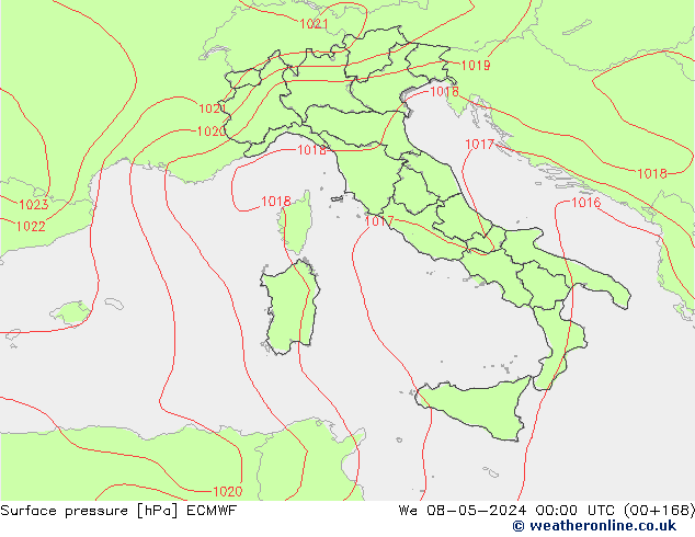 Luchtdruk (Grond) ECMWF wo 08.05.2024 00 UTC