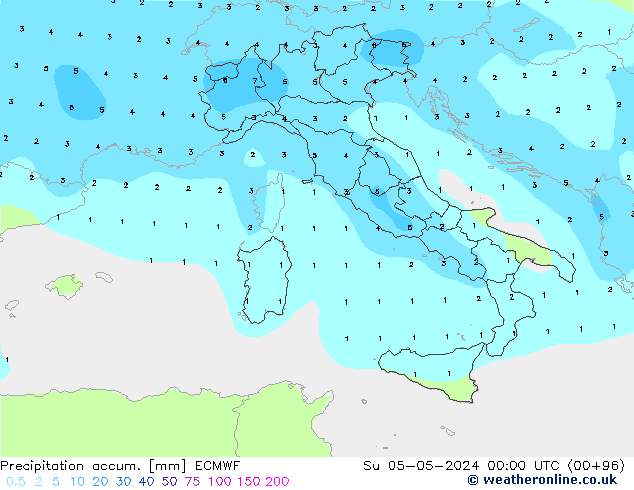 Precipitación acum. ECMWF dom 05.05.2024 00 UTC