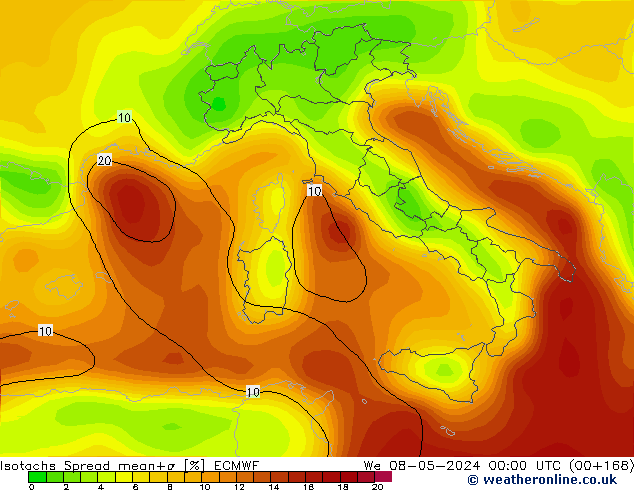 Isotachs Spread ECMWF ср 08.05.2024 00 UTC