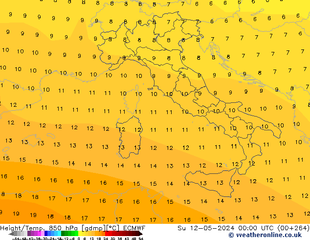 Hoogte/Temp. 850 hPa ECMWF zo 12.05.2024 00 UTC