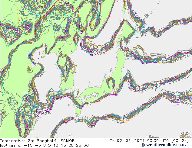 карта температуры Spaghetti ECMWF чт 02.05.2024 00 UTC